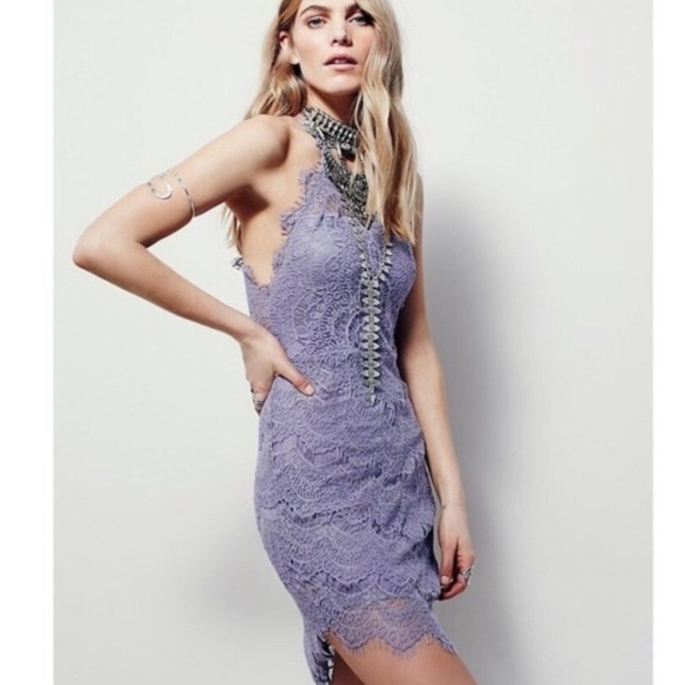 Free People She Got It Lace Halter Dress